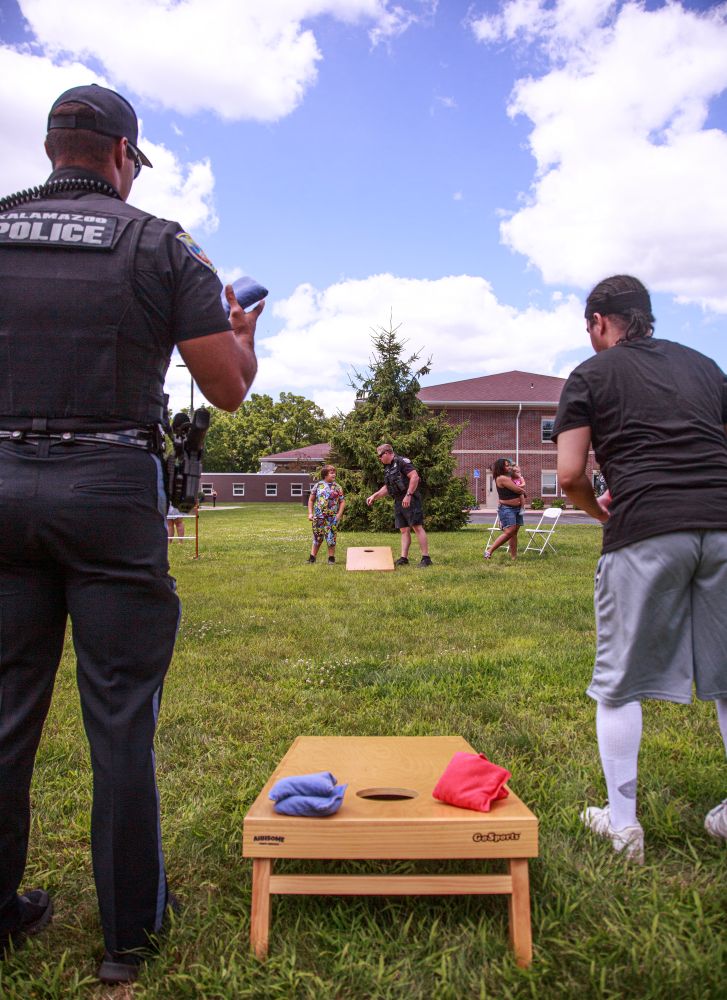 Police officers play games with youth